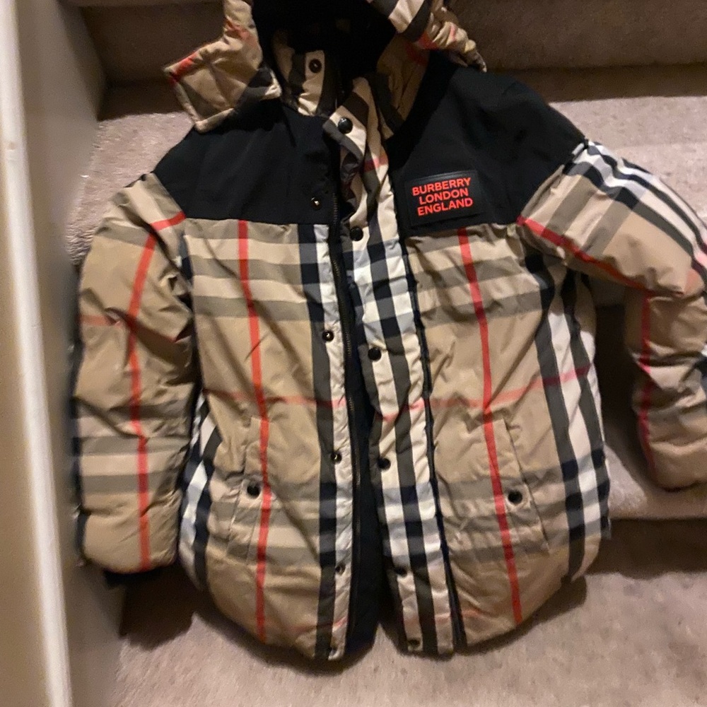 Burberry Kids Puffer Jacket - Beige, Black, and Red